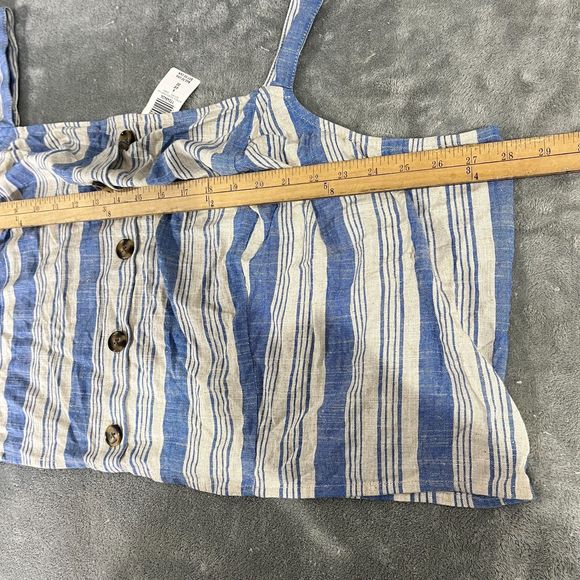 Torrid Linen Blend Blue Button Crop Tank Skirt Set Elastic Waist Smoked Sz 5X/6X - Picture 5 of 15